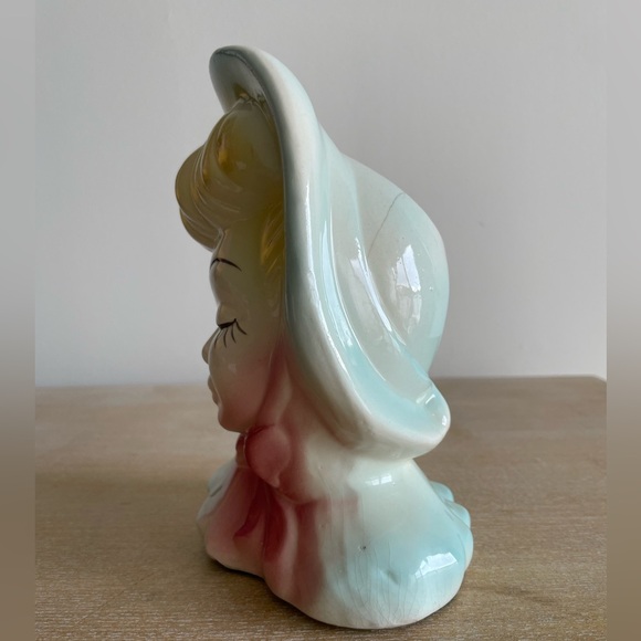 Vintage 50’s Ceramic Lady Head Glamour Girl Vase - Picture 2 of 13